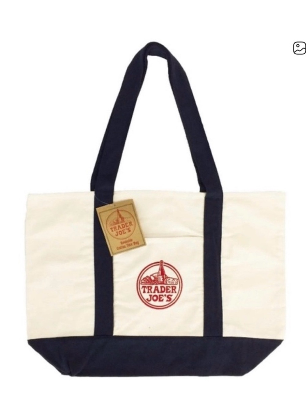 LARGE Trader Joe's Canvas Tote Bag navy